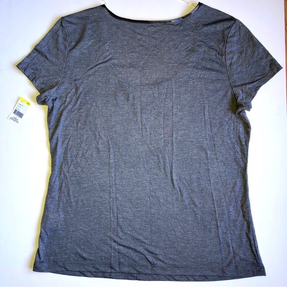 NEW COVINGTON Sleep Tee Shirt Satin Trim Large Gray Women’s - Picture 4 of 15